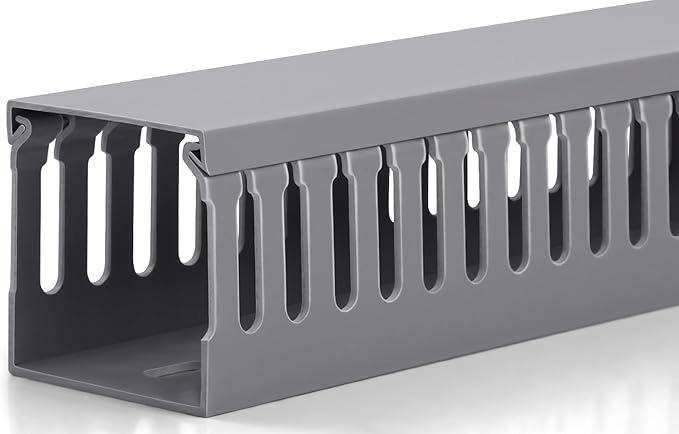 ZhiYo 2 x 2in Professional Server Rack Cable Management Raceway, 99in(6X L16.5in) Cable Raceway Kit, Electrically Safe PVC Open Slot Wire Raceway for Under Desk/Computer/Network Cords, Grey