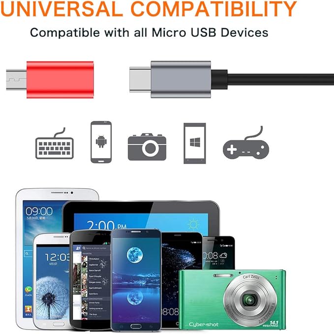 JXMOX USB C to Micro USB Adapter, (4-Pack) Type C Female to Micro USB Male Convert Connector Support Charge Data Sync Compatible with Samsung Galaxy S7/S7 Edge, Nexus 5/6 and Micro USB Devices (Red)