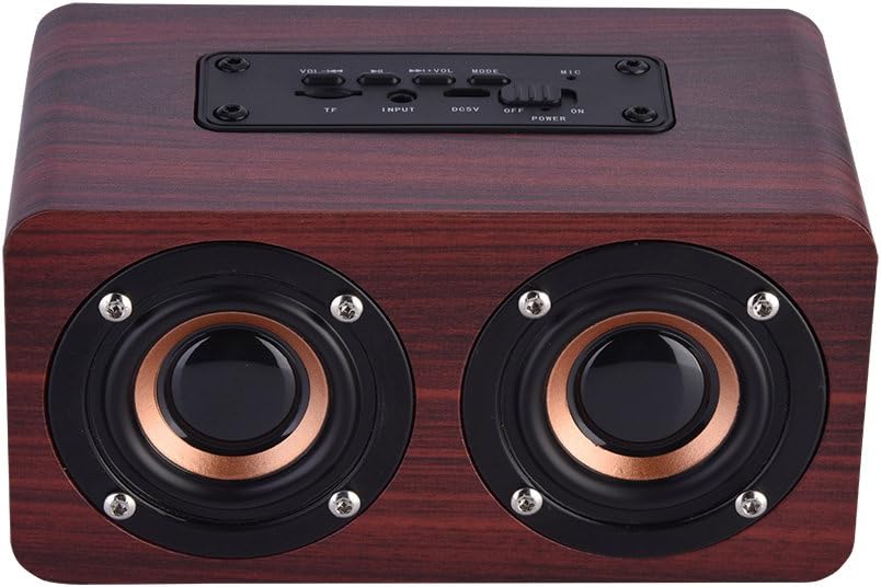 Zerone Wooden Bluetooth 4.2 Speaker, Portable Mini Multimedia Music Speakers with 2 Horns, Superior Sound Quality (Red