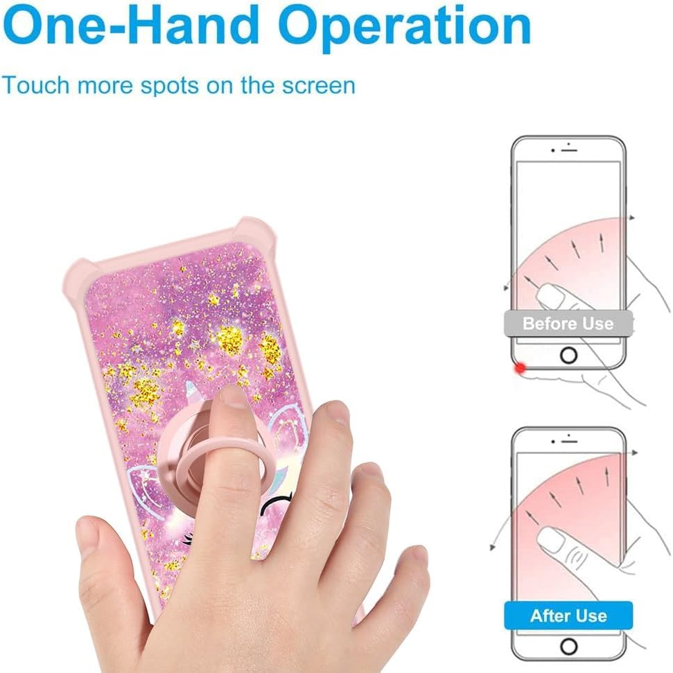 jioeuinly Gold Glitter+Luminous Case for Vortex HD65, Compatible with Tempered Glass Screen Protector, Ring Support