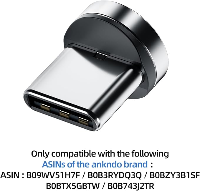 Ankndo Magnetic Connector Tip Heads [4-Pack] USB C Magnetic Adapter Compatible with 7Pin Magnetic Charging Cable 360° Rotating Strong Magnetic Phone Cable Adapter for Type C Device