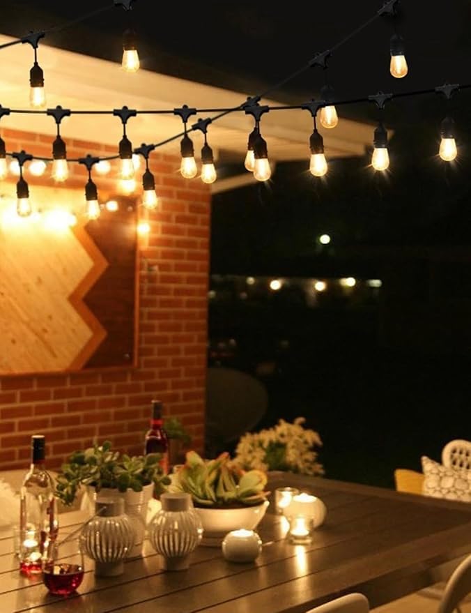 Svater Outdoor Led String Lights 75 FT, Patio Lights for Outside with 26pcs S14 Shatterproof Bulbs, IP65 Waterproof Commercial Grade Market Light, 1 Watt E26 Dimmable 2700K Warm White