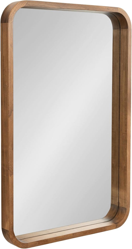 Kate and Laurel Hutton Modern Rounded Rectangle Wall Mirror, 24 x 36, Natural Rustic, Decorative Farmhouse Rectangular Wall Decor for Bathroom Mirror for Over Sink