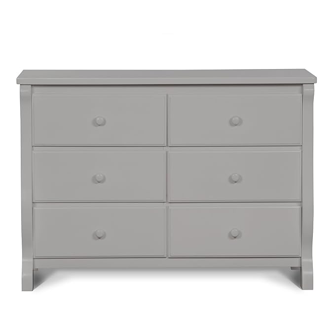 Delta Children Universal 6 Drawer Dresser with Interlocking Drawers - Greenguard Gold Certified, Grey