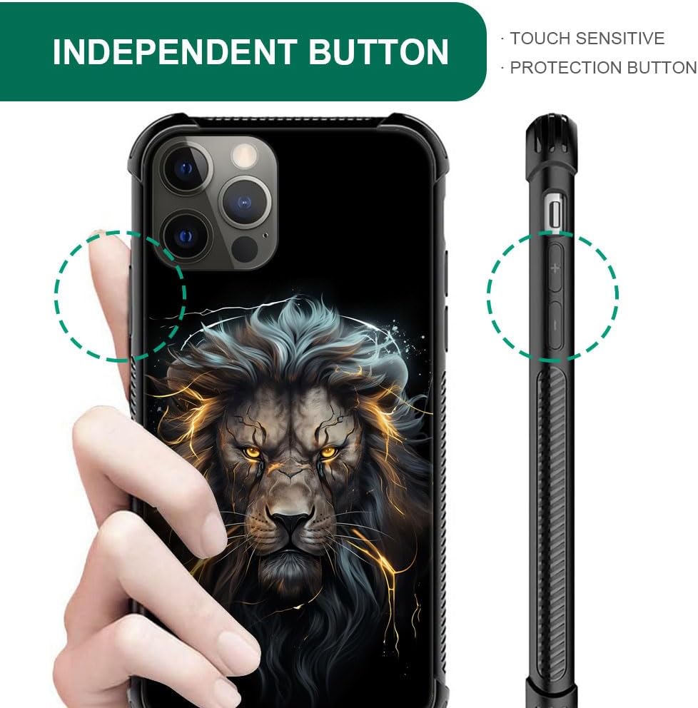 DJSOK Case for iPhone 11, Black and Gold Lion Shockproof Rugged Cover Case for iPhone 11
