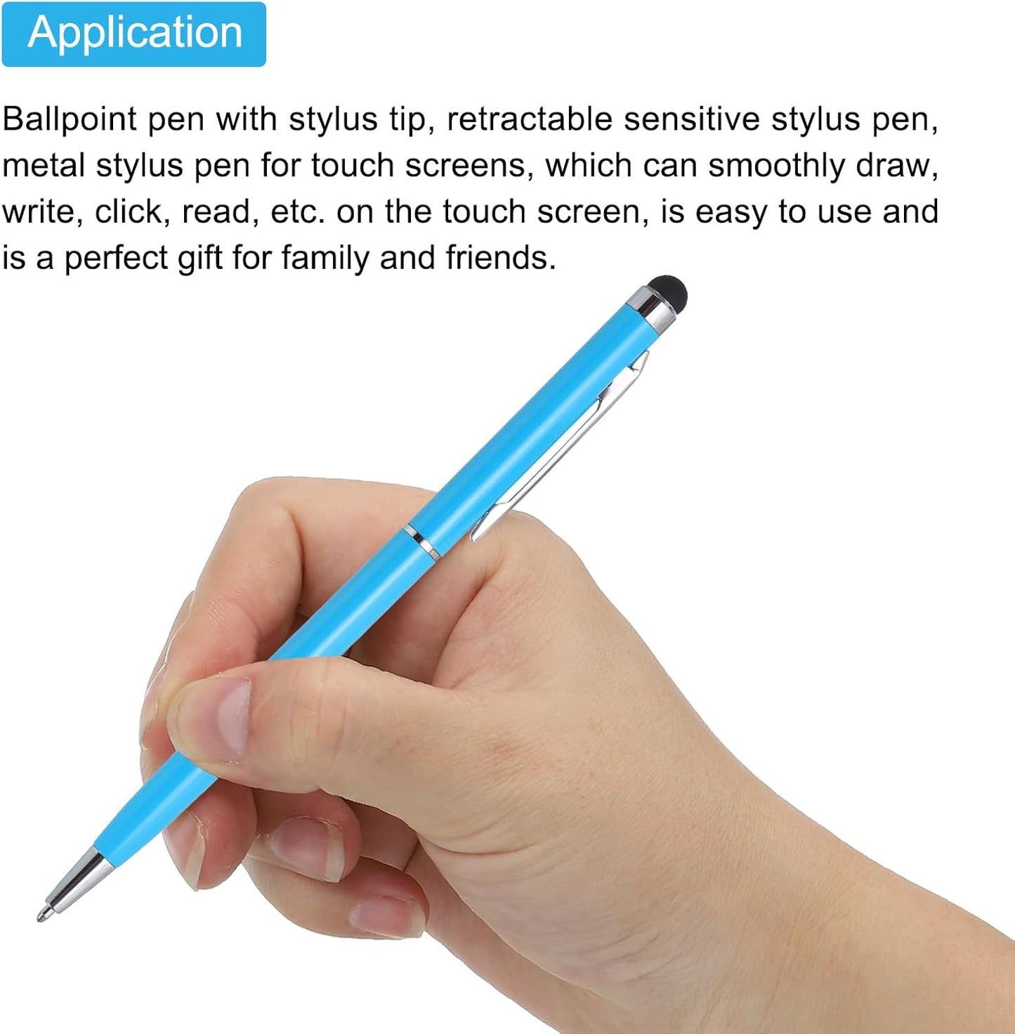 MECCANIXITY 6pcs Metal Stylus Pen Ballpoint Pen 2 in 1 Universal Retractable Ink Pen with Stylus Tips for All