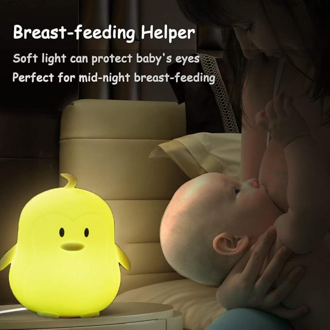 Night Light for Kids Silicone Penguin Night Light 9 Colors Baby Light Bedside Lamp Rechargeable Remote LED Children Night Light for Toddlers/Boys/Girls/Adults/Bedroom/Bathroom/Outdoor