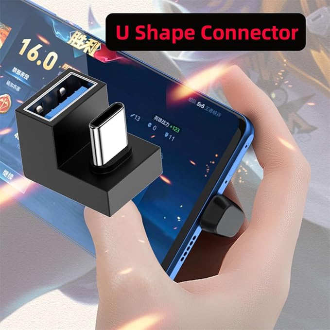 xiwai 180 Degree Up & Down Angled Type-C USB-C OTG to USB 3.0 Female Extension Adapter for Cell Phone & Tablet