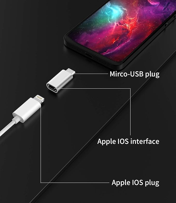 3Pack,Compatible for Lightning Female to Micro USB Male Adapter Compatible with iPhone 7 8 Plus xs 12Mini pro for Ipad Power Connector Compatible for Samsung Galaxy S7,Nexus 5,LG Converter