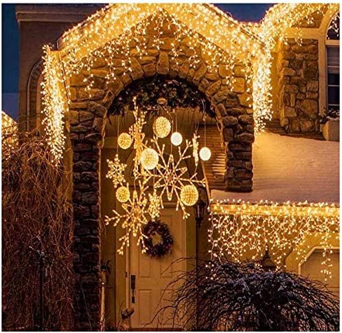 Toodour Christmas Icicle Lights Outdoor, 360 LED 29.5ft 8 Modes Fairy Icicle String Light with 60 Drops, Led Christmas Lights Twinkle for Holiday, Party, Wedding, Eaves, Xmas Decorations (Warm White)