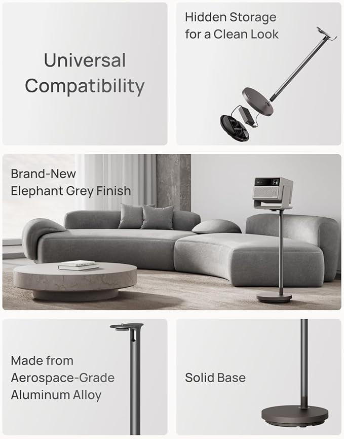 XGIMI Floor Stand Ultra for HORIZON 20 Series(Elephant Grey), Projector Stand Fits in Home Decor, Solid Base, Support up to 10 kg, Hidden Storage, Made from Aerospace-Grade Aluminum Alloy