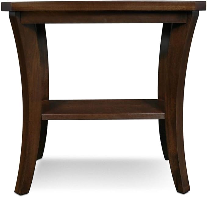 Leick Home Boa End Table, Solid Wood, Narrow, Bottom Display Shelf, Easy-Assembly, For Living Room/Bedroom, Chocolate Oak, 24.0 in. L x 14.0 in W x 24.0 in. H, 10305