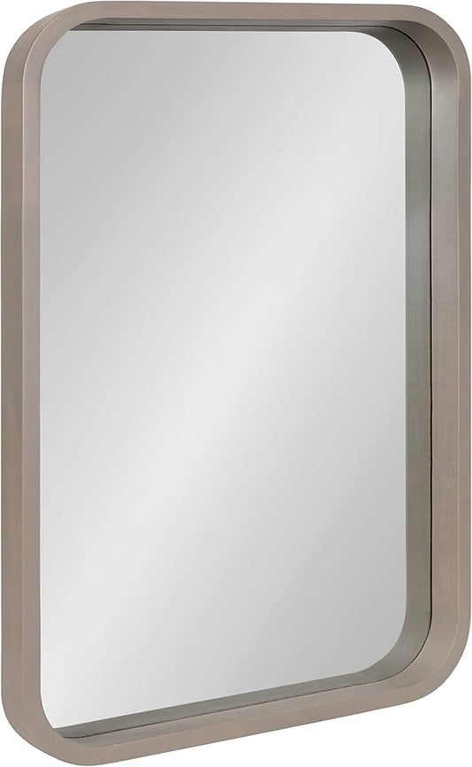 Kate and Laurel Hutton Modern Radius Rectangle Wood Wall Mirror, 20 x 30, Gray, Large Decorative Robust Farmhouse Mirror for Wall
