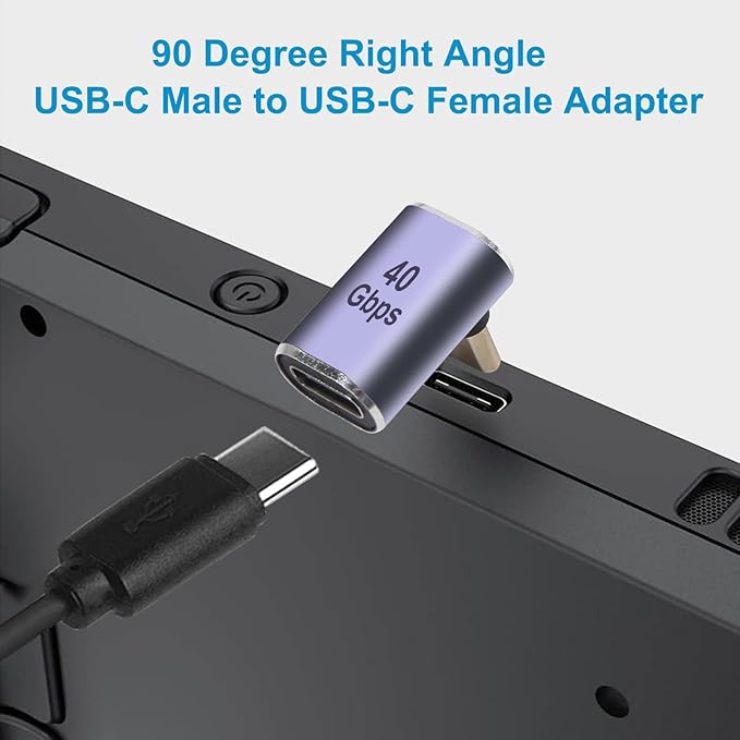 4pcs 90 Degree Right Angle USB C Male to Female Adapter/Connector, USB Type C Adapter Extender Support 100W, 40Gbps, 8K@60Hz for Steam Deck, MacBook,Thunderbolt ect(Up and Down Bend)