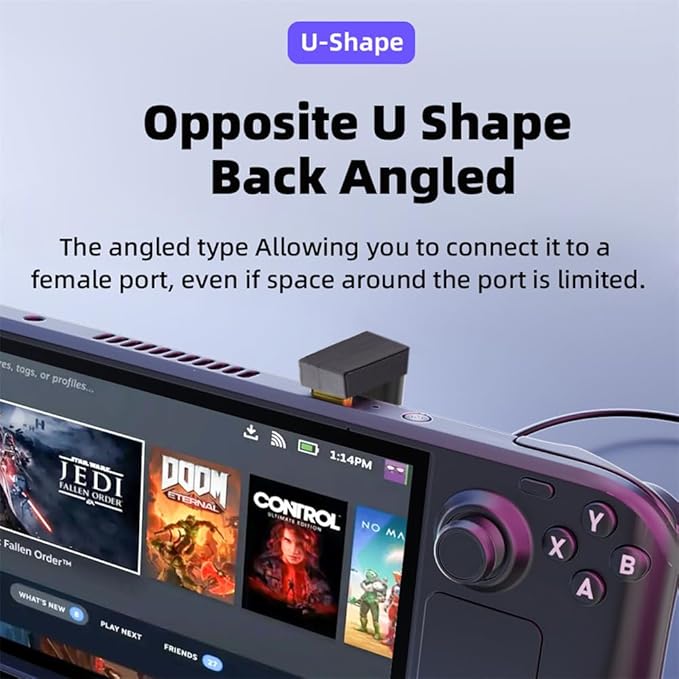 xiwai 180 Degree Up & Down Angled Type-C USB-C OTG to USB 3.0 Female Extension Adapter for Cell Phone & Tablet
