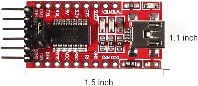 3PCS FT232RL Mini USB to TTL FTDI Adapter Module, 3.3V 5.5V FT232R Breakout FT232RL USB to Serial Converter Adapter Board