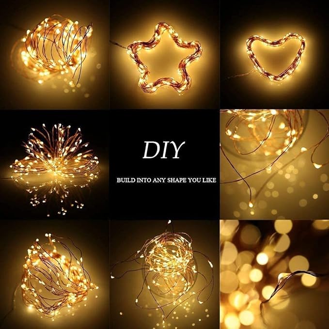 Sanniu Fairy Lights Battery Operated, 8 Packs Mini Battery Powered Copper Wire Starry String Lights for Christmas,Bedroom, Parties,Wedding,Indoor,Home Decoration (5m/16ft Warm White)
