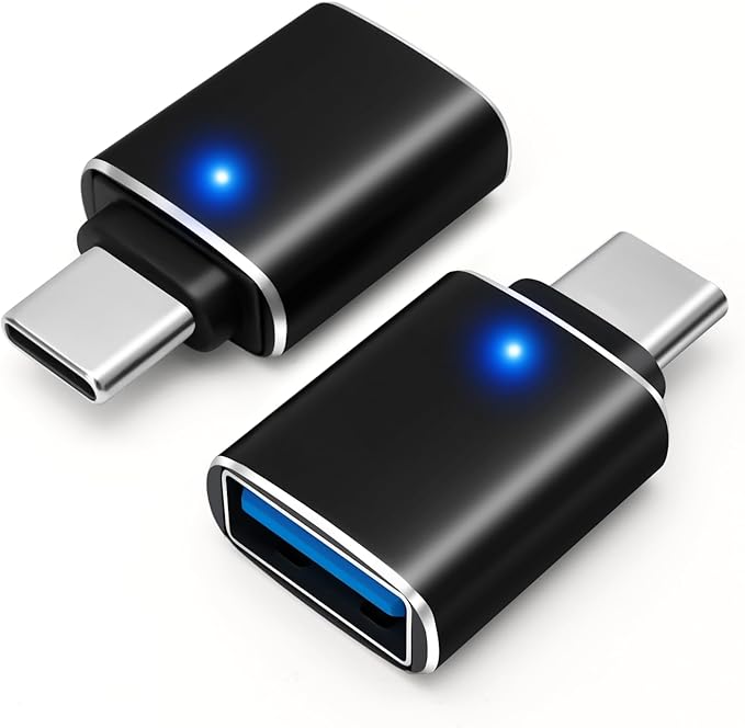 USB-C to USB-A Adapter (2-Pack), USB C Male to USB 3.0 Female Adapter Charging High-Speed Data Transfer and OTG Compatible with Phone/Tablet/Laptop and More - Black