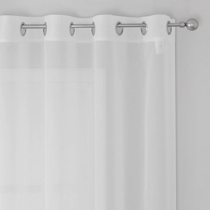 KEQIAOSUOCAI 84 Inches Length Sheer Curtains - Grommet Top Solid Voile Window Draperies Elegant Panels for Bedroom(Pure White,2 Panels,W54 x L84 Inch Long)
