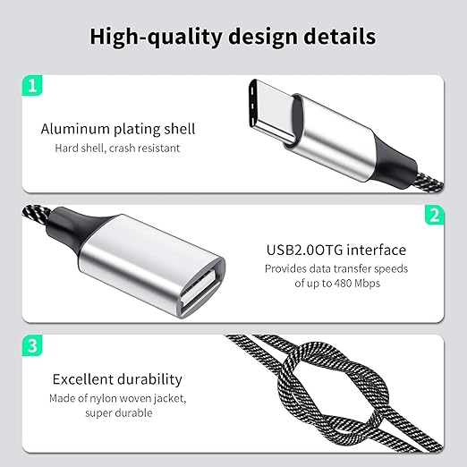 Fidioto USB C Male to 4USB Female Y Cable, Type C to 4USB Charger Adapter, Hub for Laptop, Tablet,Telephone, Flash Disk Drive, Gaming Consoles