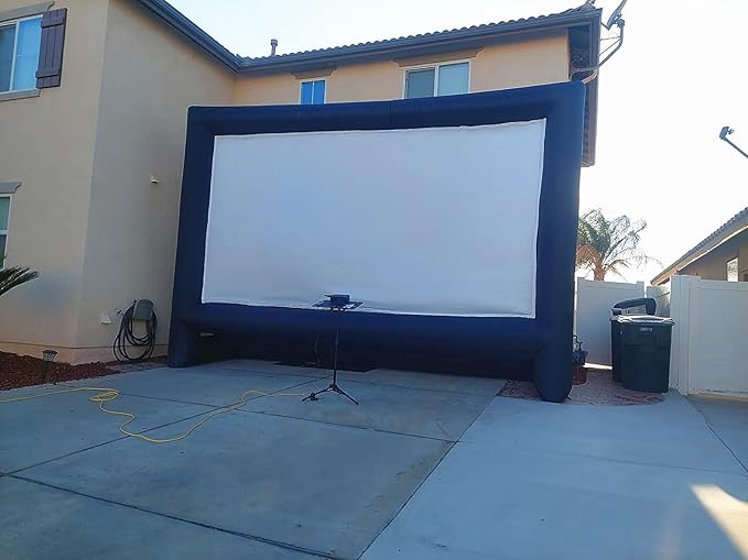 24 Feet Inflatable Projector Movie Screen Outdoor Indoor, Portable Blow Up Cinema Projection Screen, with Air Blower, Tie-Downs and Storage Bag, for Backyard Pool Party Movie Nights