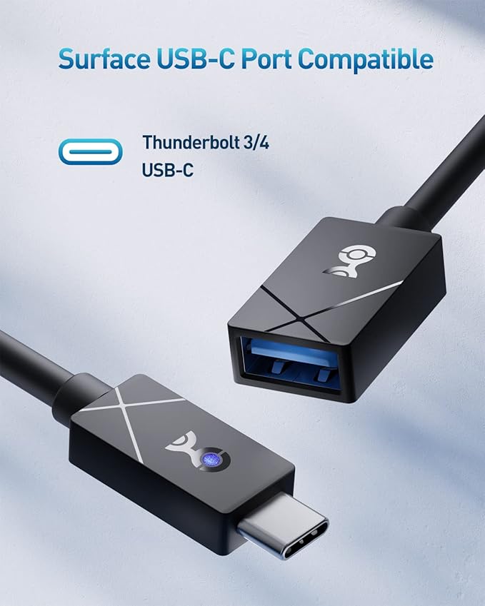 Cable Matters [Designed for Microsoft Surface] USB-C to USB-A Adapter (USBA to USBC Adapter) in Black