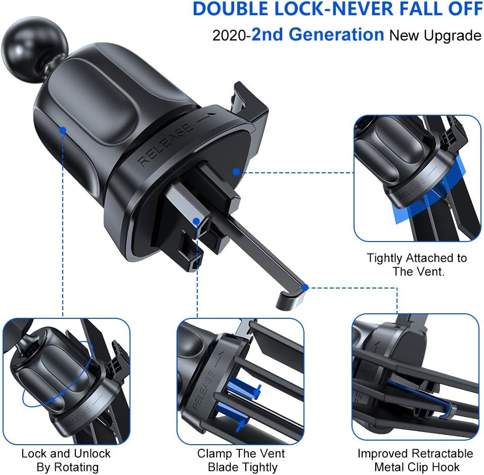 Miracase Upgraded-2nd Generation Universal Phone Holders for Car, Hands Free Air Vent Mount, Compatible with iPhone