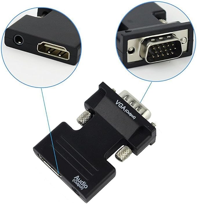 HDMI to VGA Adapter, 1080P 60Hz, with 3.5mm Audio Cable, Compatible for Laptop Computer to TV Projector Monitor