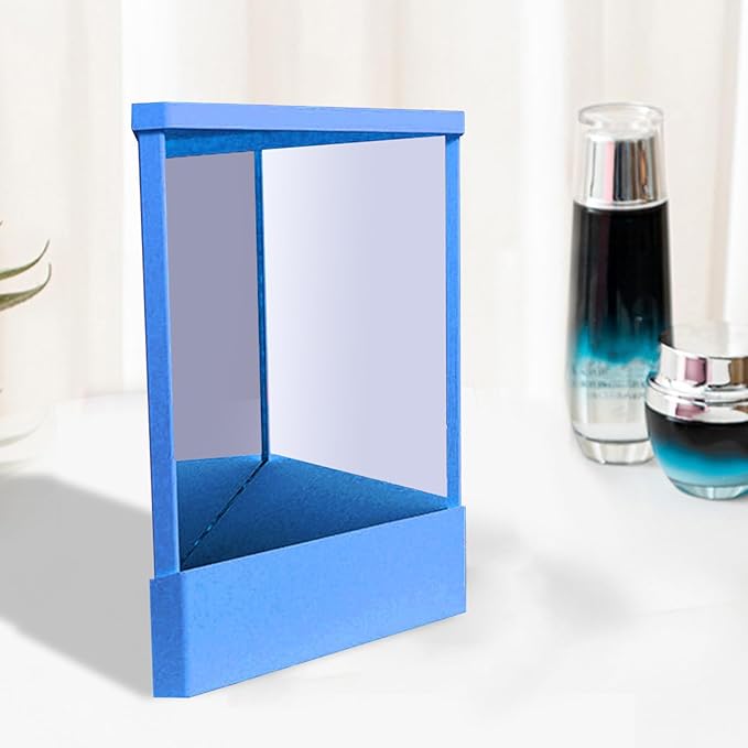 Non-Reversing Mirror, Professional Mirror Non-reversing Precision True Vanity Makeup Mirrors Non-Magnifying Tabletop Mirrors for Accurate Reflections (Blue, S)