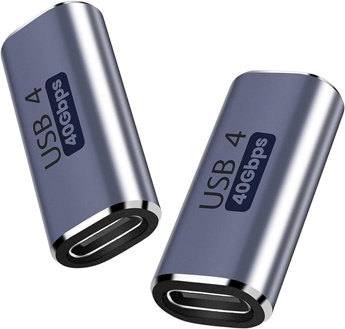 USB C Female-to-Female Coupler (2 Pack), USB4.0 Type C Connector 40Gbps 100W Data Transfer Connector Fast Charge Type C OTG for TV PC Laptop Tablet Phone and More USB-C Devices