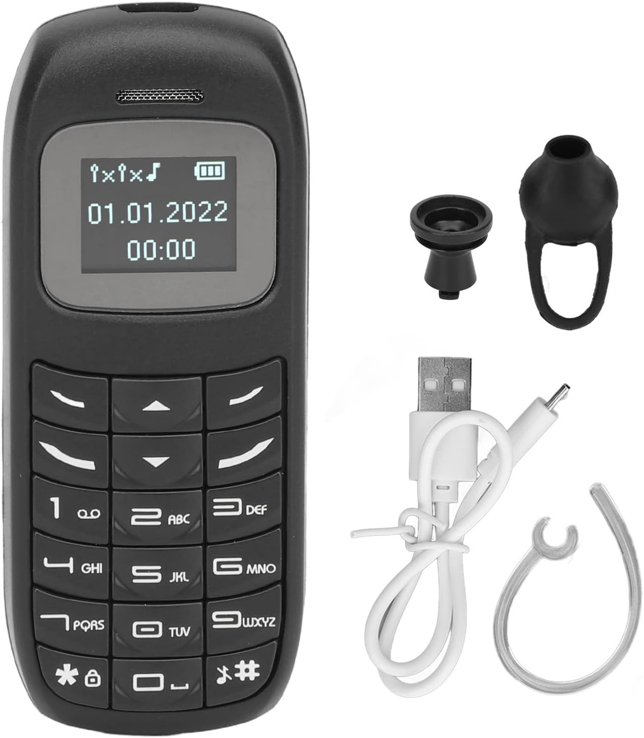 GOWENIC BM70 Mini Smartphone, 2G Unlocked Mobile Phone, 0.66 Inch Screen, Dual SIM, Bluetooth Music Player (Black)