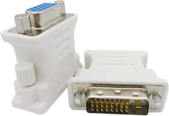 VGA Adapter DVI-I 24+1 Male to VGA 15 Pin Female Adapter Supports 1080P Full HD for Computer, PC Host, Laptop, Graphics Card to HDTV, LG HP Dell Monitor and Projector (2 Pack)