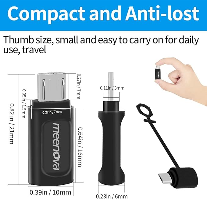 [2 Pack] USB-C Female to MicroUSB Male Charging Adapter,USB C to Micro Rubber Holder Silicone Case Compatible with Power Bank, Micro USB Device, Samsung S6 Edge, Note5, Nexus10, eMarker PD Cord