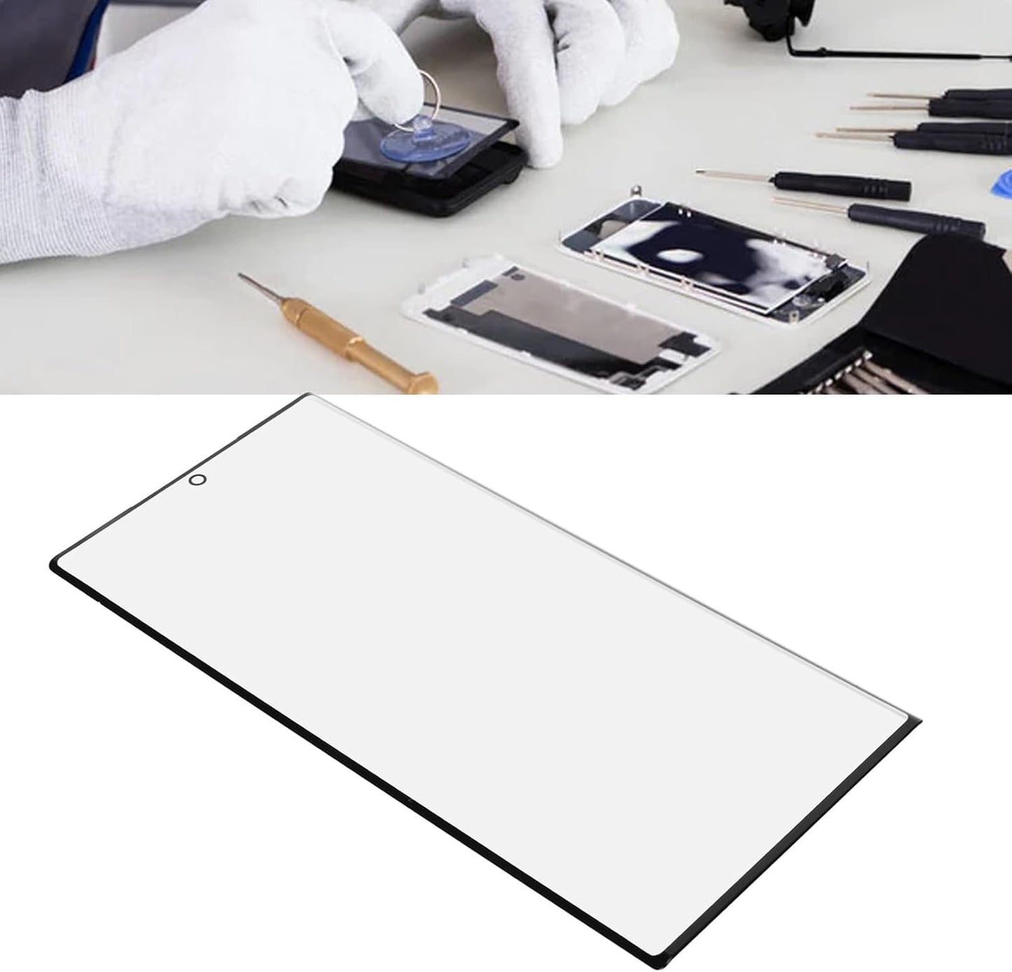 Front Outer Glass Screen Replacement Kit for Galaxy S23 Ultra, Phone Screen Assembly with Repair Tools
