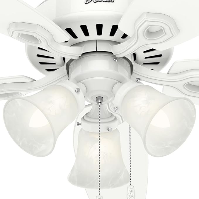 Hunter Fan Company 53236 Hunter Builder Plus Indoor Ceiling Fan with Lights and Remote Control, 52", Snow White Finish