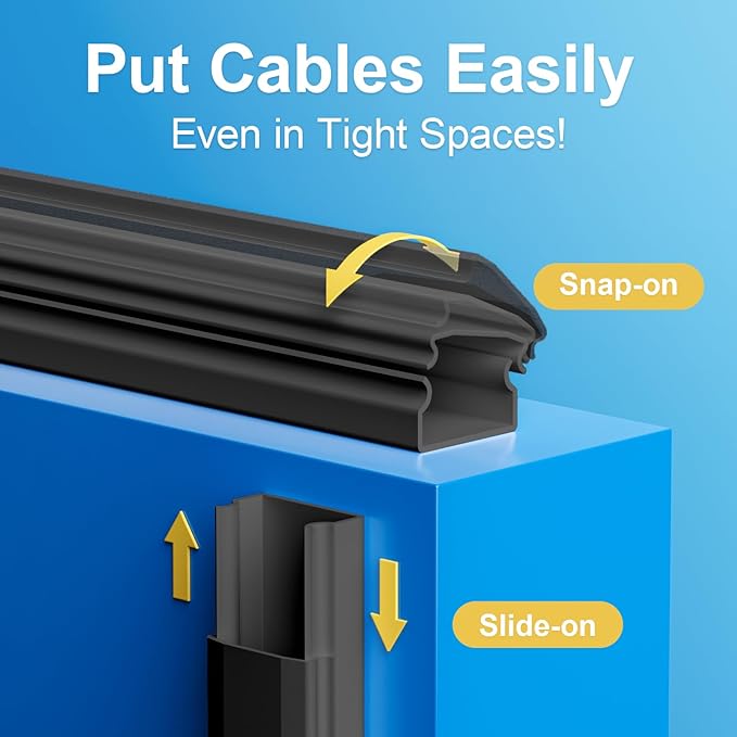 Yecaye TV Cord Hider, 42In Large Cable Hider Black, Wire Covers for 4 Cords, Wire Hiders for TV on Wall, Cable Raceway Concealer, W1.18in H0.6in, Black
