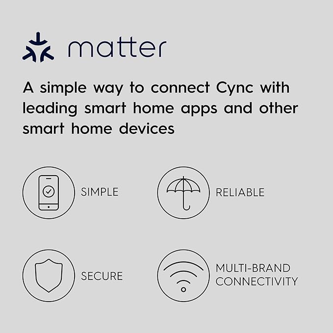 Cync GE A19 Direct Connect LED Light Bulb, Color Changing Smart Light, Matter Compatible, Compatible with Alexa and Google Home (2-Pack)