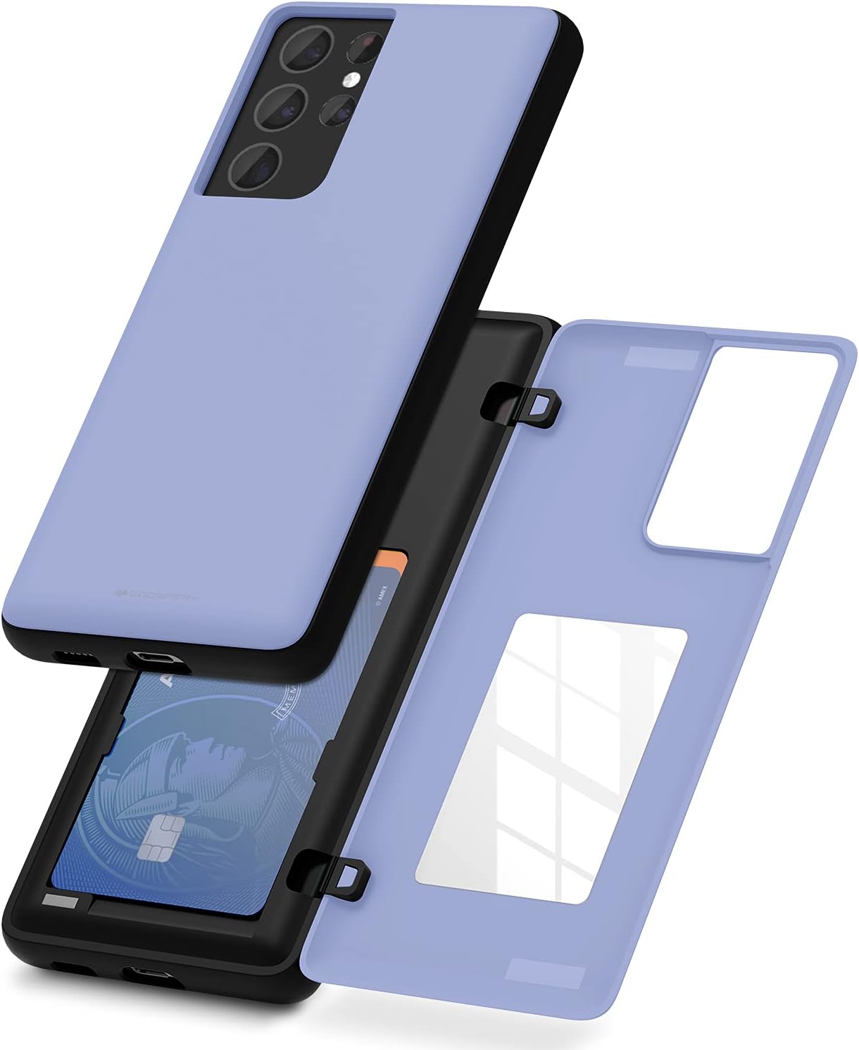 GOOSPERY Card Holder Wallet Case for Galaxy S21 Ultra, Magnetic Door Closure Protective Dual Layer Bumper