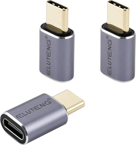 ELUTENG 3 Pack USB C to USB C Adapter USB 4.0 40Gbps Male to Female Adapter 100W Fast Charging Type C Connector, 8K 60Hz Video for MacBook Pro/Samsung Galaxy