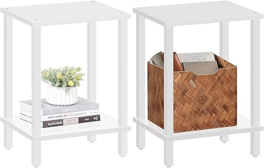 TUTOTAK End Table, Set of 2, Side Table, Nightstand, 2-Tier Storage Shelf, Sofa Table for Small Space, Living Room, Bed Room TB01BW035