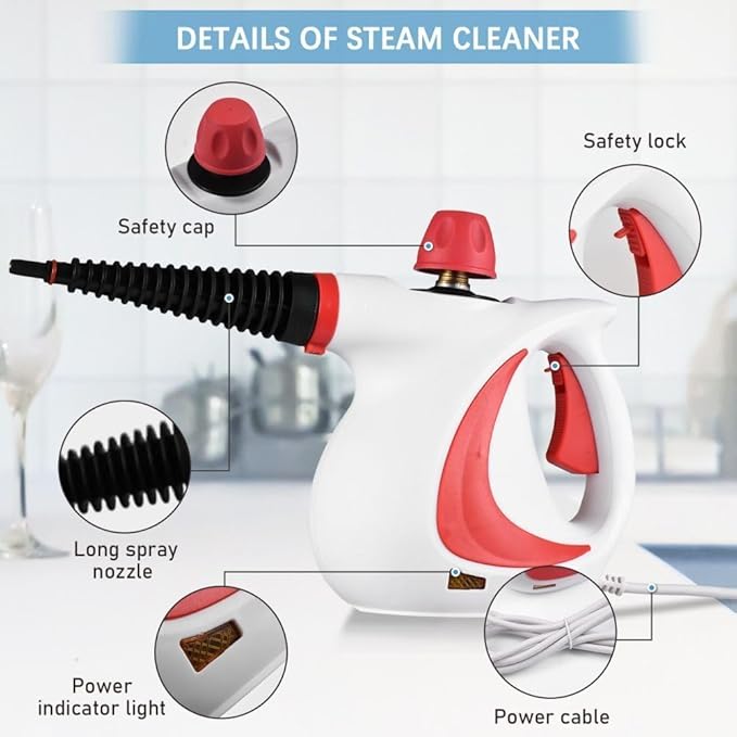 Laytic Steammaster Pro, Laytic Handheld Steam Cleaner, 10 In 1 Handheld Pressure Multi Purpose Cleaner Home Use (Red)