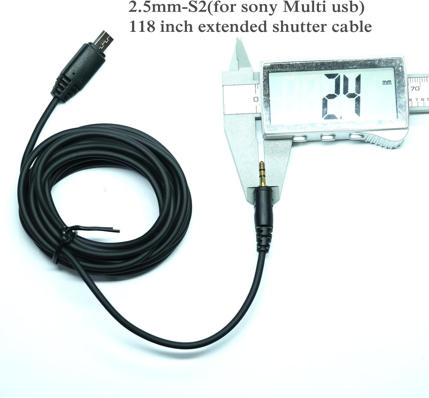 2.5mm-S2 300cm/ 118-inch (2.5mm-S2 118in/3m) Extension Cable Shutter Release Connection Cable (Multi USB) for Sony
