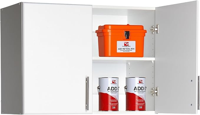 Prepac White Cabinet: Elite Wall Cabinet, WEW-3224 Garage Cabinet with Storage Shelf, Stackable 16"D x 32"W x 24"H, Perfect as a Garage Storage Cabinet with Doors and Shelves
