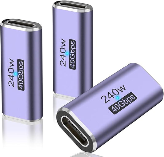 Vanjua 3 Pack USB C Coupler, USB Type C Female to Female Adapter Extender Compatible with Thunderbolt 4/3 Support up to 240W Charging, 40Gbps Data Transfer and 8K@60Hz Video
