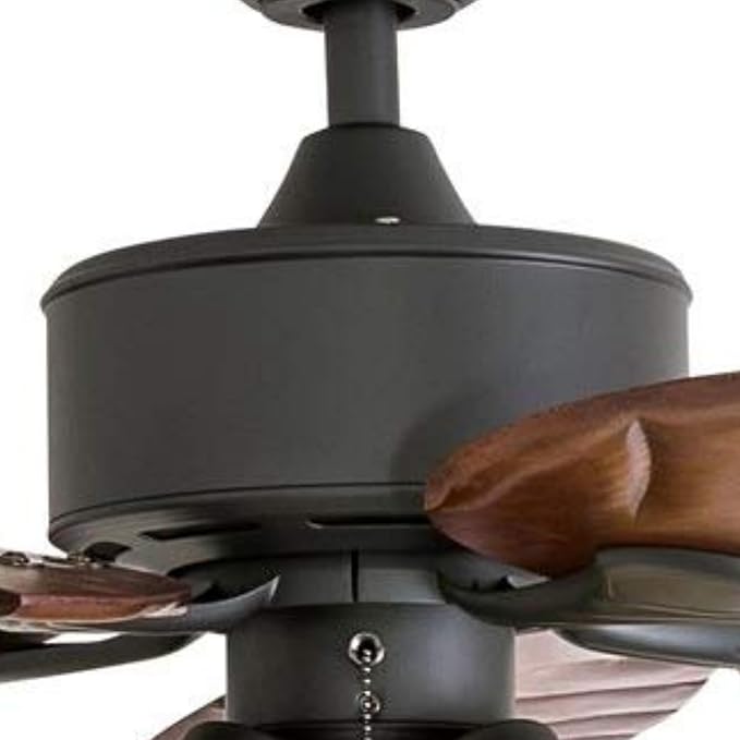 Honeywell Ceiling Fans Royal Palm, 52 Inch Tropical LED Ceiling Fan with Light, Pull Chain, Three Mounting Options, Hand Carved Solid Wood Blades - Model 50503-01 (Bronze)