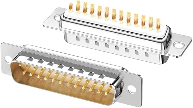 10PCS DB25 RS232 D-SUB Serial Solder Cup Connectors, Gold Plated Joints RS232 Serial Port 25 Pin D Sub Couplers