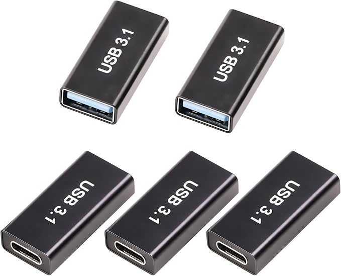 5𝐏𝐚𝐜𝐤 𝐔𝐩𝐠𝐫𝐚𝐝𝐞𝐝 USB Female to C Female Adapter, 10GB-Usb3.1 to C Adapter Connector, Bi-Directional High Speed USB Extension Connector Support Charge & Data Sync
