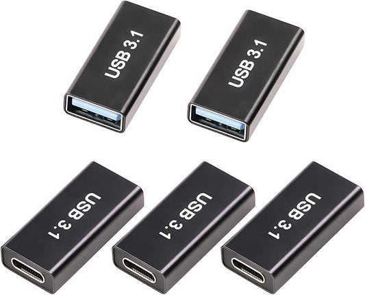 5𝐏𝐚𝐜𝐤 𝐔𝐩𝐠𝐫𝐚𝐝𝐞𝐝 USB Female to C Female Adapter, 10GB-Usb3.1 to C Adapter Connector, Bi-Directional High Speed USB Extension Connector Support Charge & Data Sync