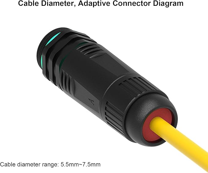 Network Cable Extension Adapter for Industrial Outdoor IP68 Network Docking Connector, RJ45 Female to Female with Kit CAT6.