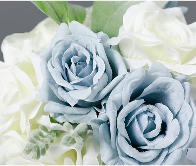Artificial Rose Wedding Bouquets - Ribbon Faux Bridal Bouquets for Bride & Bridesmaid - Holding Flower for Wedding Decor